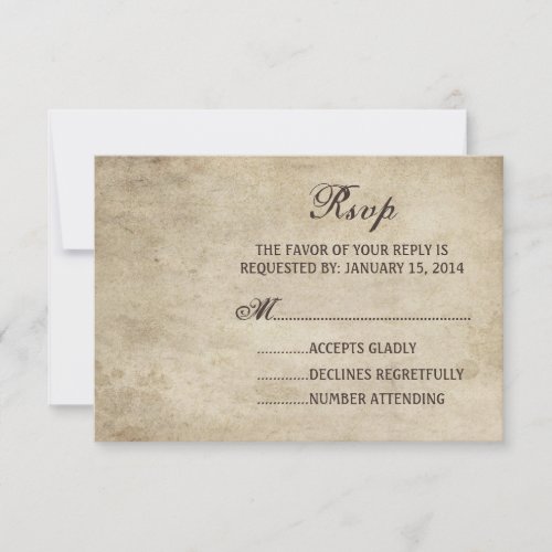 Vintage Elegance Plain Wedding RSVP card