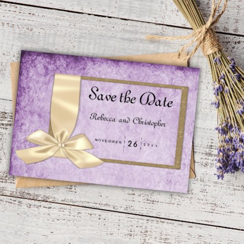 Vintage Elegance Purple Parchment Save the Date 