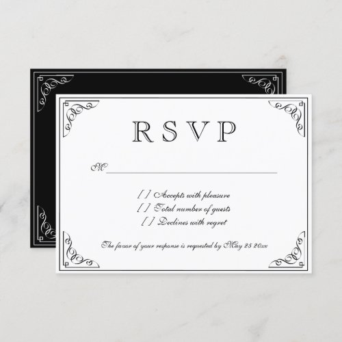 Vintage elegance RSVP wedding response cards