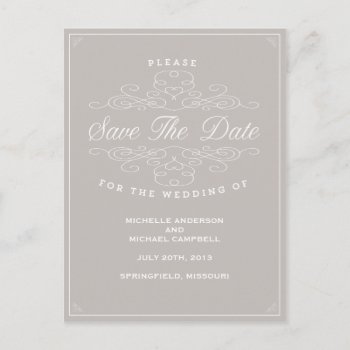 Vintage Elegance | Save The Date Postcard by Fallfordesign1 at Zazzle