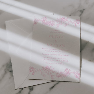 Vintage Elegance: Soft Pink Floral Wedding Invitation