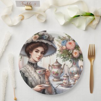 Vintage Elegance Tea Party / Tea Time Paper Plate