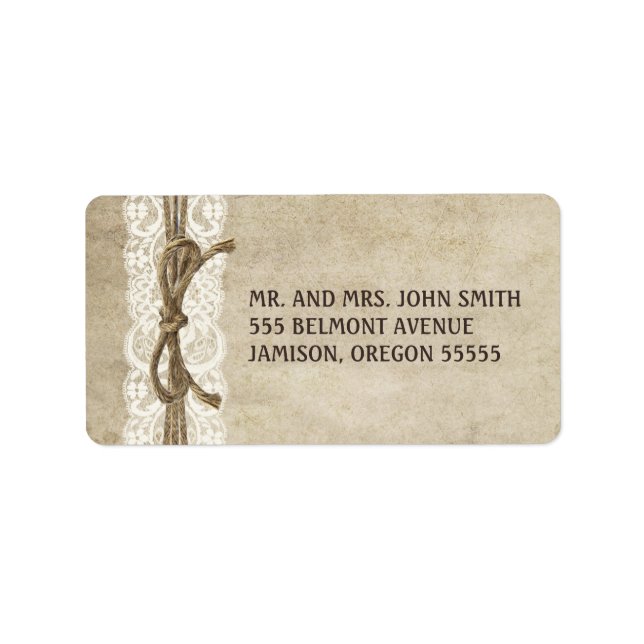 Vintage Elegance Twine on Lace Address Labels (Front)