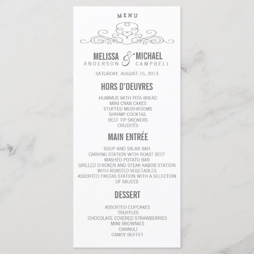 VINTAGE ELEGANCE  WEDDING MENU