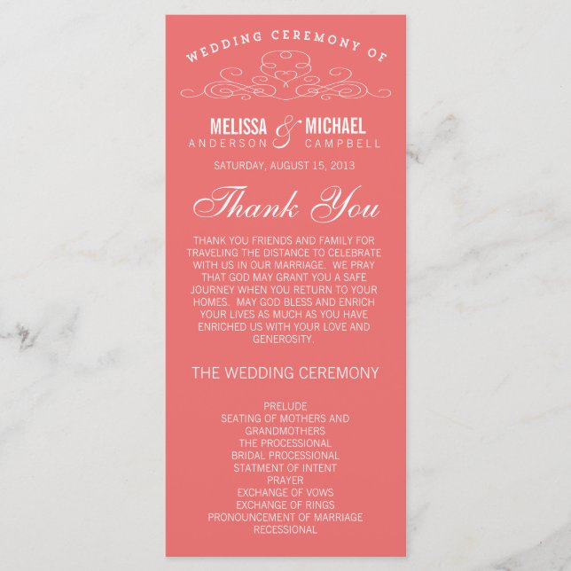 VINTAGE ELEGANCE | WEDDING PROGRAM (Front)