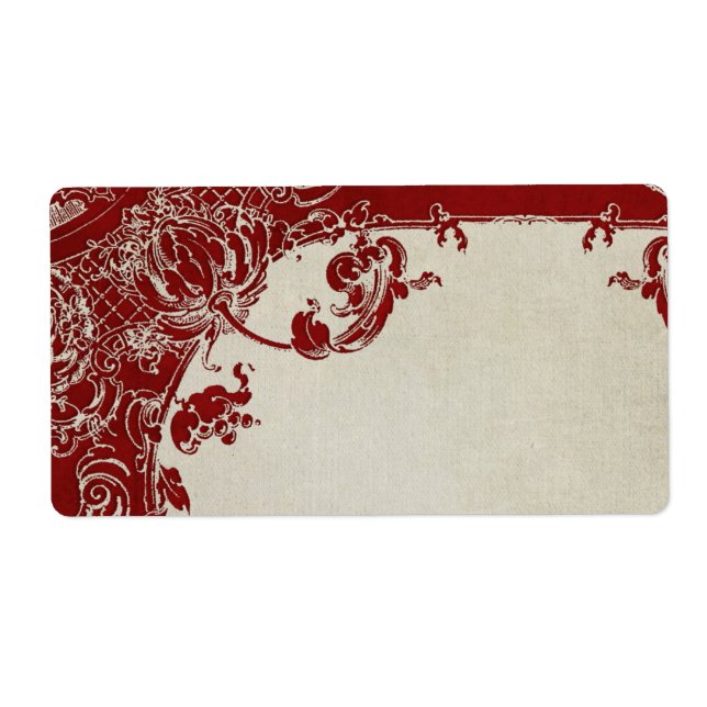 Vintage Elegance Wedding Toile Floral Damask Label (Front)