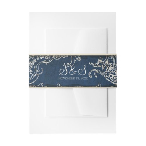 Vintage Elegance Wedding Toile Invite Belly Band