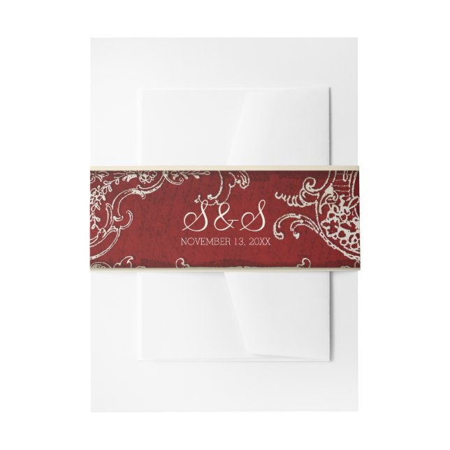 Vintage Elegance Wedding Toile Invite Belly Band (Front Example)