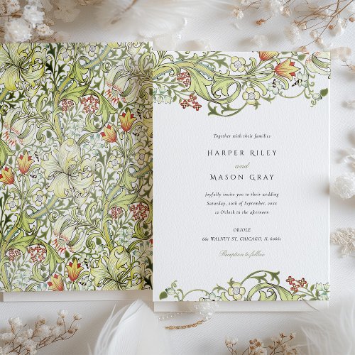 Vintage Elegance William Morris Floral Wedding Invitation