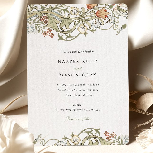 Vintage Elegance William Morris Floral Wedding Invitation (Creator Uploaded)