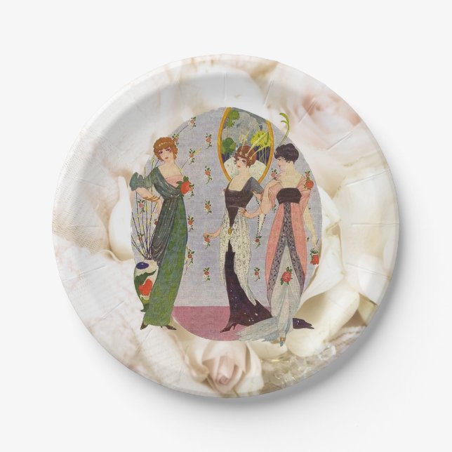 Vintage elegant 1920’s ladies fashion paper plates (Front)