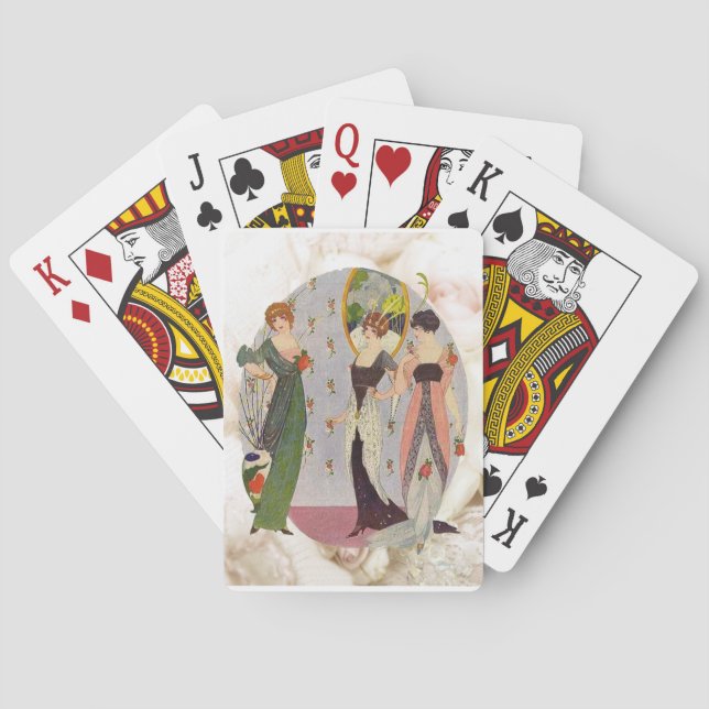 Vintage elegant 1920’s ladies fashion poker cards (Back)
