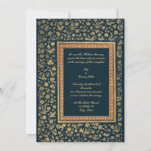 Vintage Elegant 19th Century Gold Floral Wedding Invitation