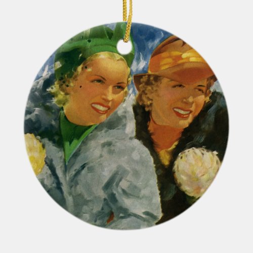 Vintage Elegant and Stylish Women Best Friends Ceramic Ornament