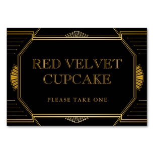 Vintage Elegant Art Deco Black Gold Food Label Tab Table Number