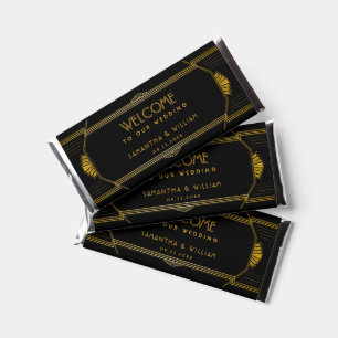 Vintage Elegant Art Deco Black Gold Wedding Hersh Hershey Bar Favors