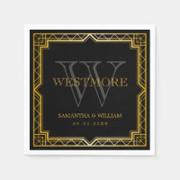 Vintage Elegant Art Deco Black Gold Wedding