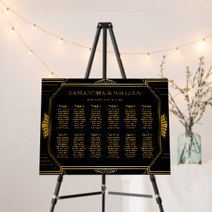 Vintage Elegant Art Deco Gold Seating Chart Foam Board