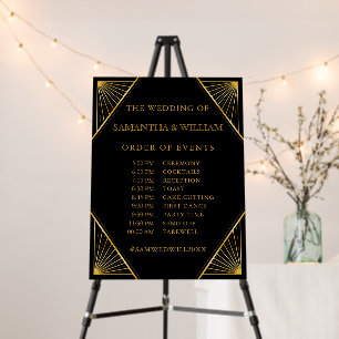 Vintage Elegant Art Deco Gold Wedding Timeline Foa Foam Board