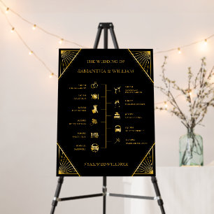 Vintage Elegant Art Deco Gold Wedding Timeline Foa Foam Board