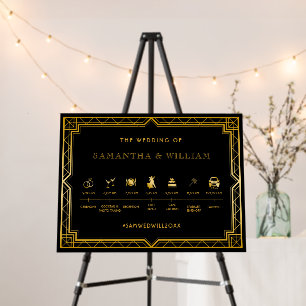 Vintage Elegant Art Deco Gold Wedding Timeline Foa Foam Board