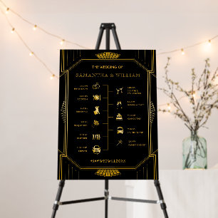 Vintage Elegant Art Deco Gold Wedding Timeline Foa Foam Board