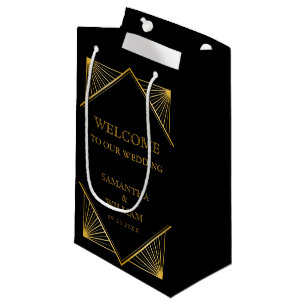 Vintage Elegant Art Deco Gold Wedding Welcome Small Gift Bag