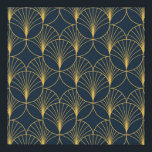 Vintage elegant Art Deco style seamless pattern wi Faux Canvas Print<br><div class="desc">Vintage elegant Art Deco style seamless pattern with fan shape golden motifs on dark blue background. Geometric abstract texture pattern.</div>
