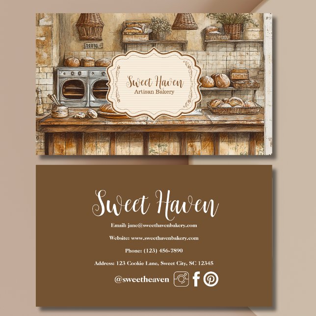 Vintage Elegant Bakery  Business Card (Creator Uploaded)