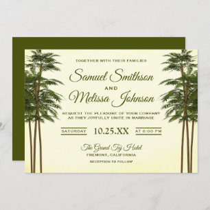 Vintage Elegant Bamboo Plant Wedding Invitation