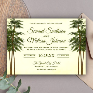 Vintage Elegant Bamboo Plant Wedding Invitation