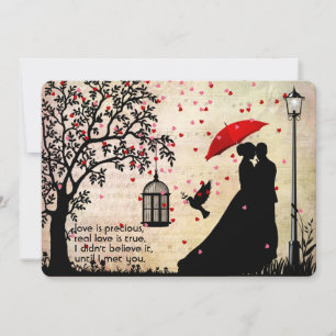 Vintage Elegant Beige & Black Poetry Valentines Card