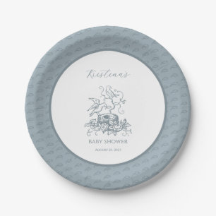 Vintage Elegant Bird Nest Baby Shower Paper Plates