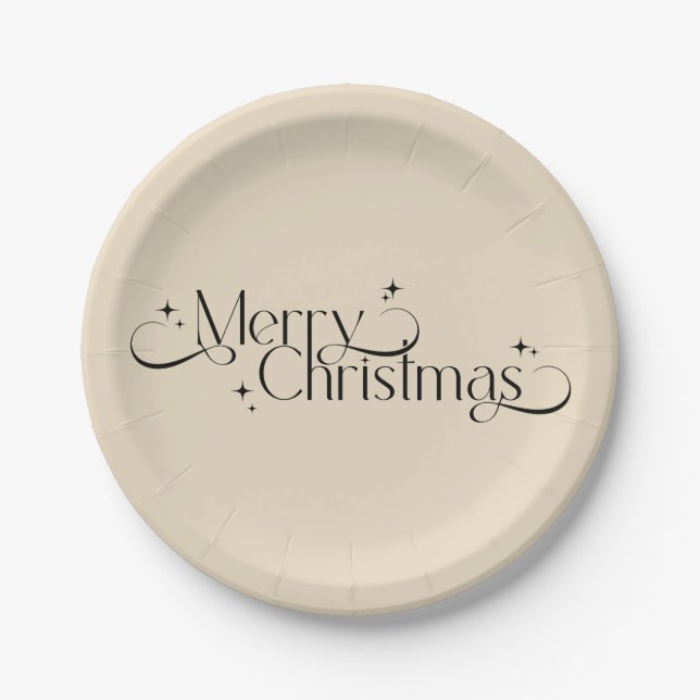 Vintage Elegant Black and Gold Christmas   Paper Plates (Front)