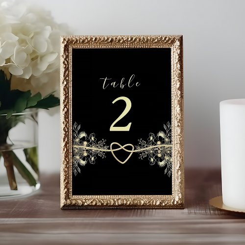 Vintage Elegant Black and Gold Wedding Table Number