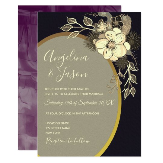 Beautiful Elegant Black And Gold Wedding Invitations