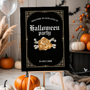Vintage Elegant Black Golden Rose Halloween Party Foam Board