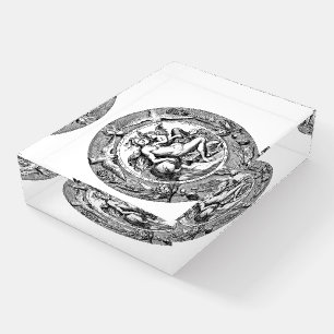 Vintage Elegant Black White Cherub Angel 1635 Paperweight