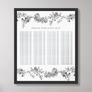 Vintage Elegant Black White Wedding Seating Chart