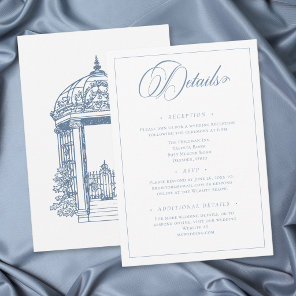 Vintage Elegant Blue Crest Garden Wedding Enclosure Card