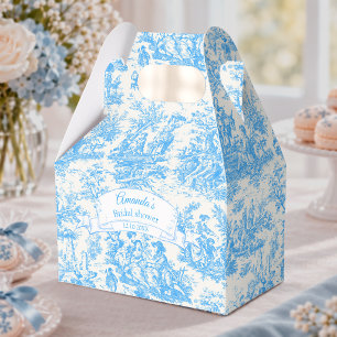 Vintage Elegant Blue Turquoise Toile de Jouy Favor Boxes