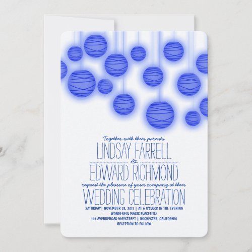 Vintage Elegant Blue Wedding Invitations 5" X 7" Invitation Card