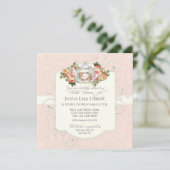 Vintage Elegant Blush Rose Floral Bridal Shower  Invitation (Standing Front)