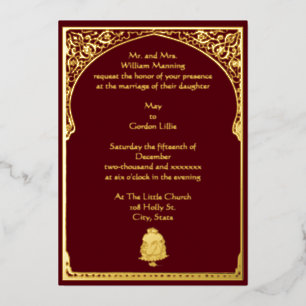 Vintage Elegant Border & Ganesh Indian Wedding Foil Invitation