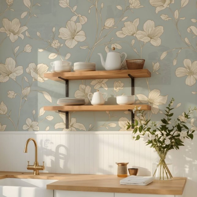 Vintage Elegant Botanical Line Art Wallpaper (Creator Uploaded)