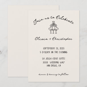 Vintage Elegant Bow Champagne Wedding Invitation