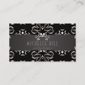 Vintage Elegant Bronze Baroque Border On Black Business Card