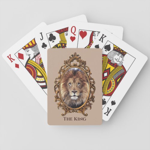 Vintage Elegant Brown Lion King Retro Dads  Poker Cards