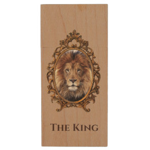 Vintage Elegant Brown Lion King Retro Dads  Wood Flash Drive