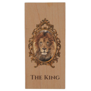 Vintage Elegant Brown Lion King Retro Dads Wood Flash Drive